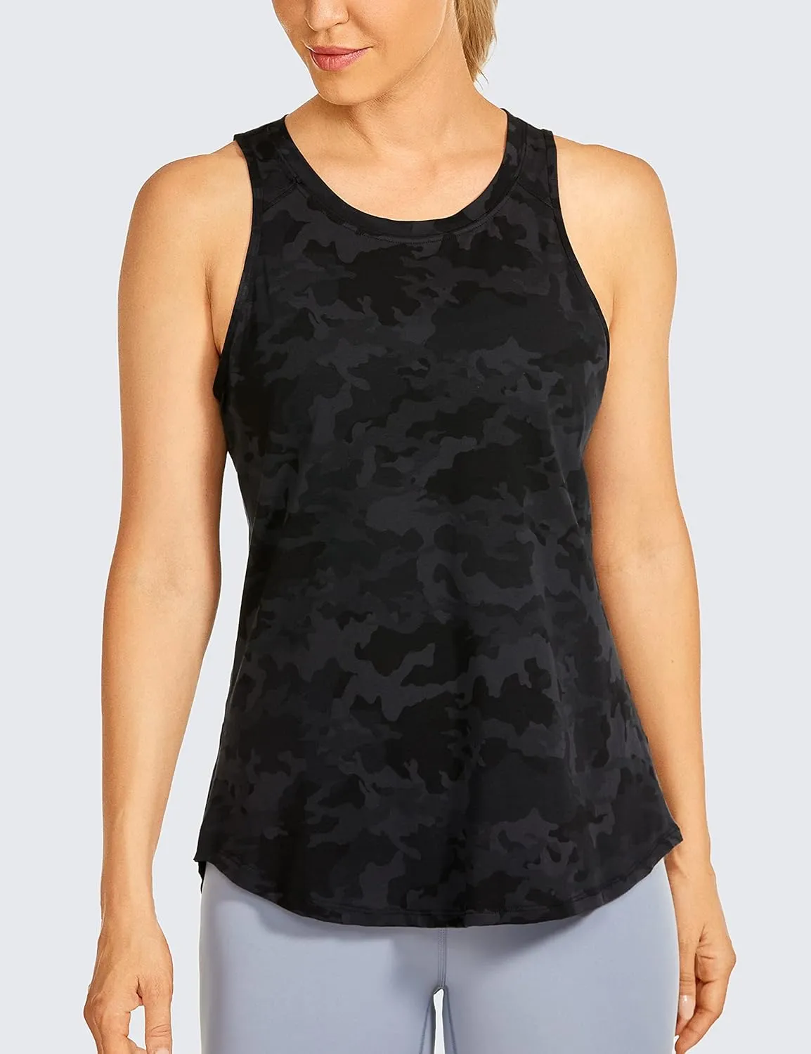 CRZ YOGA Women's Pima Cotton Workout Tanks Tie Back Sleeveless Shirts Yoga Athletic Open Back Sport Gym Tops