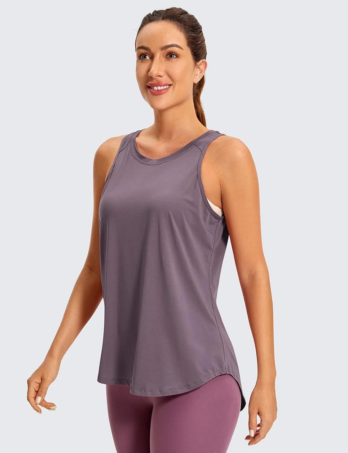 CRZ YOGA Women's Pima Cotton Workout Tanks Tie Back Sleeveless Shirts Yoga Athletic Open Back Sport Gym Tops