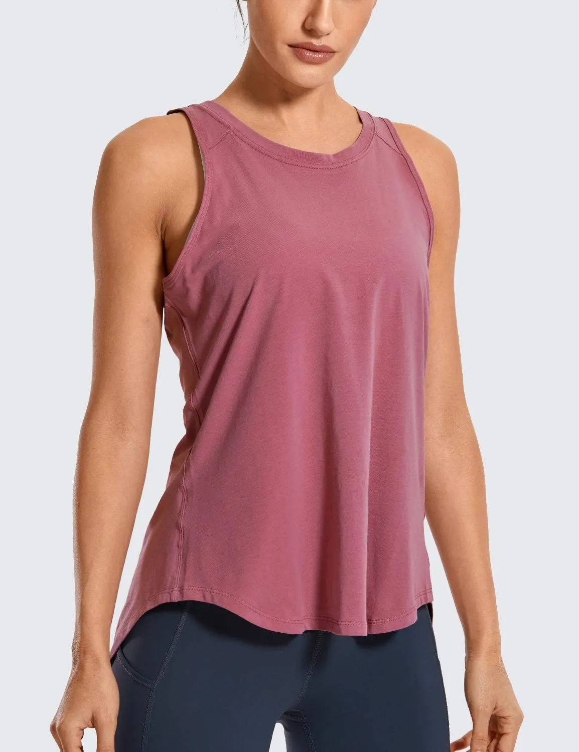 CRZ YOGA Women's Pima Cotton Workout Tanks Tie Back Sleeveless Shirts Yoga Athletic Open Back Sport Gym Tops