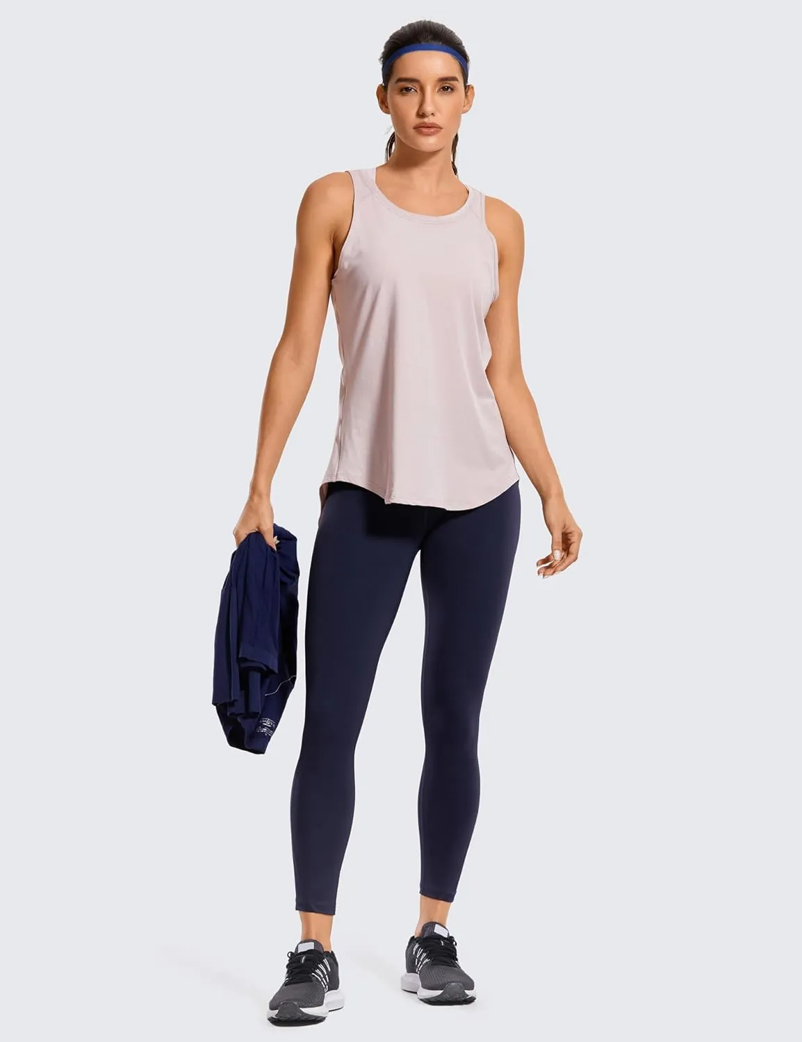 CRZ YOGA Women's Pima Cotton Workout Tanks Tie Back Sleeveless Shirts Yoga Athletic Open Back Sport Gym Tops
