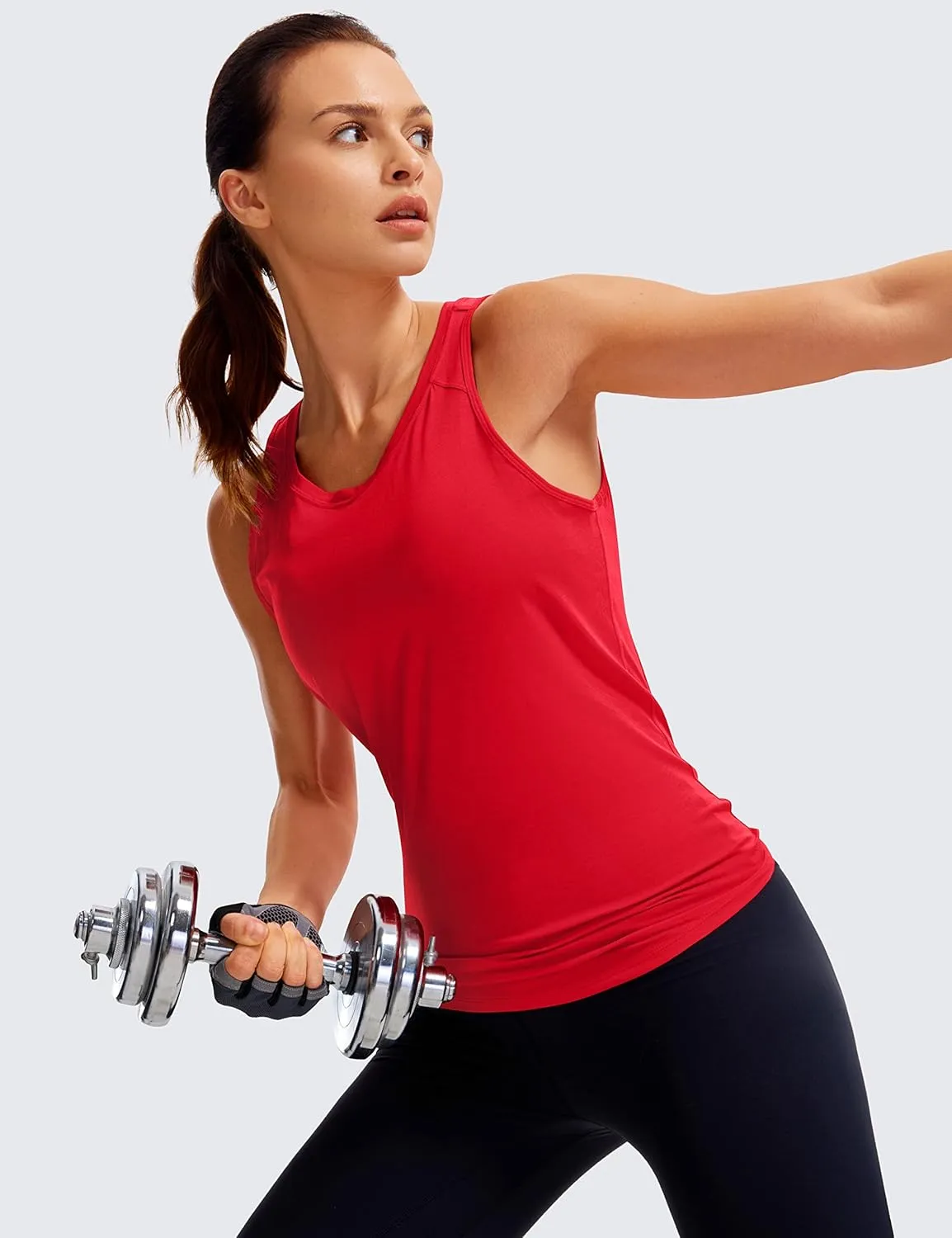 CRZ YOGA Women's Pima Cotton Workout Tanks Tie Back Sleeveless Shirts Yoga Athletic Open Back Sport Gym Tops