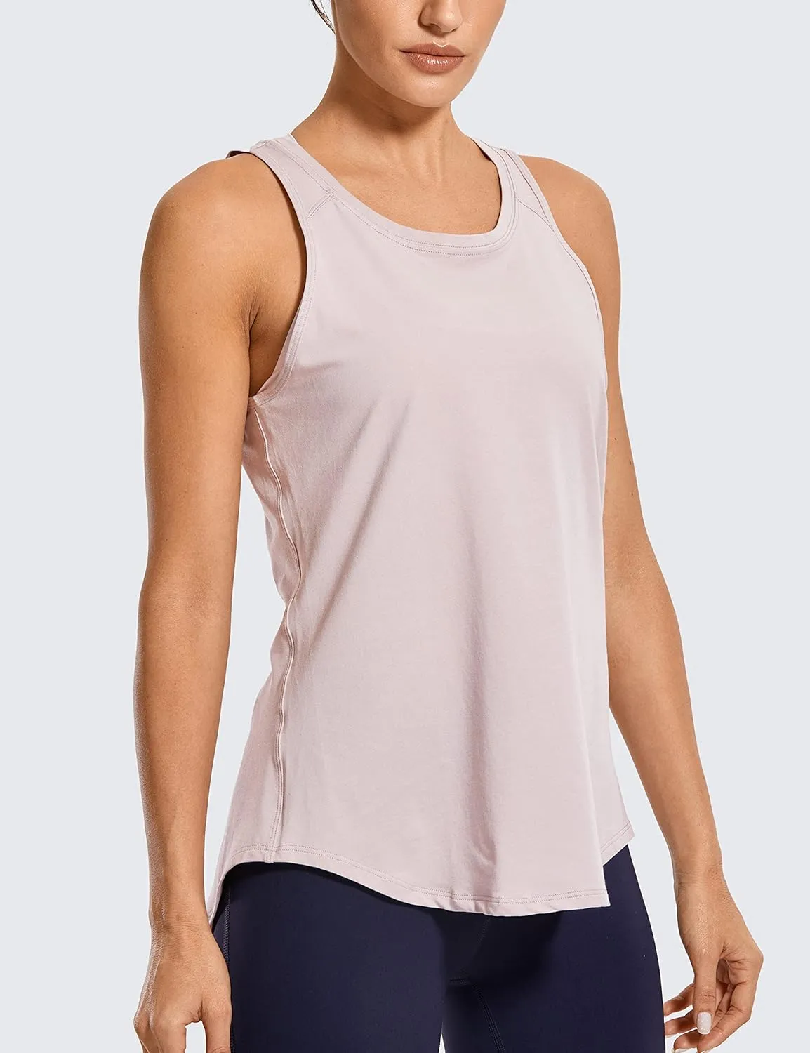 CRZ YOGA Women's Pima Cotton Workout Tanks Tie Back Sleeveless Shirts Yoga Athletic Open Back Sport Gym Tops