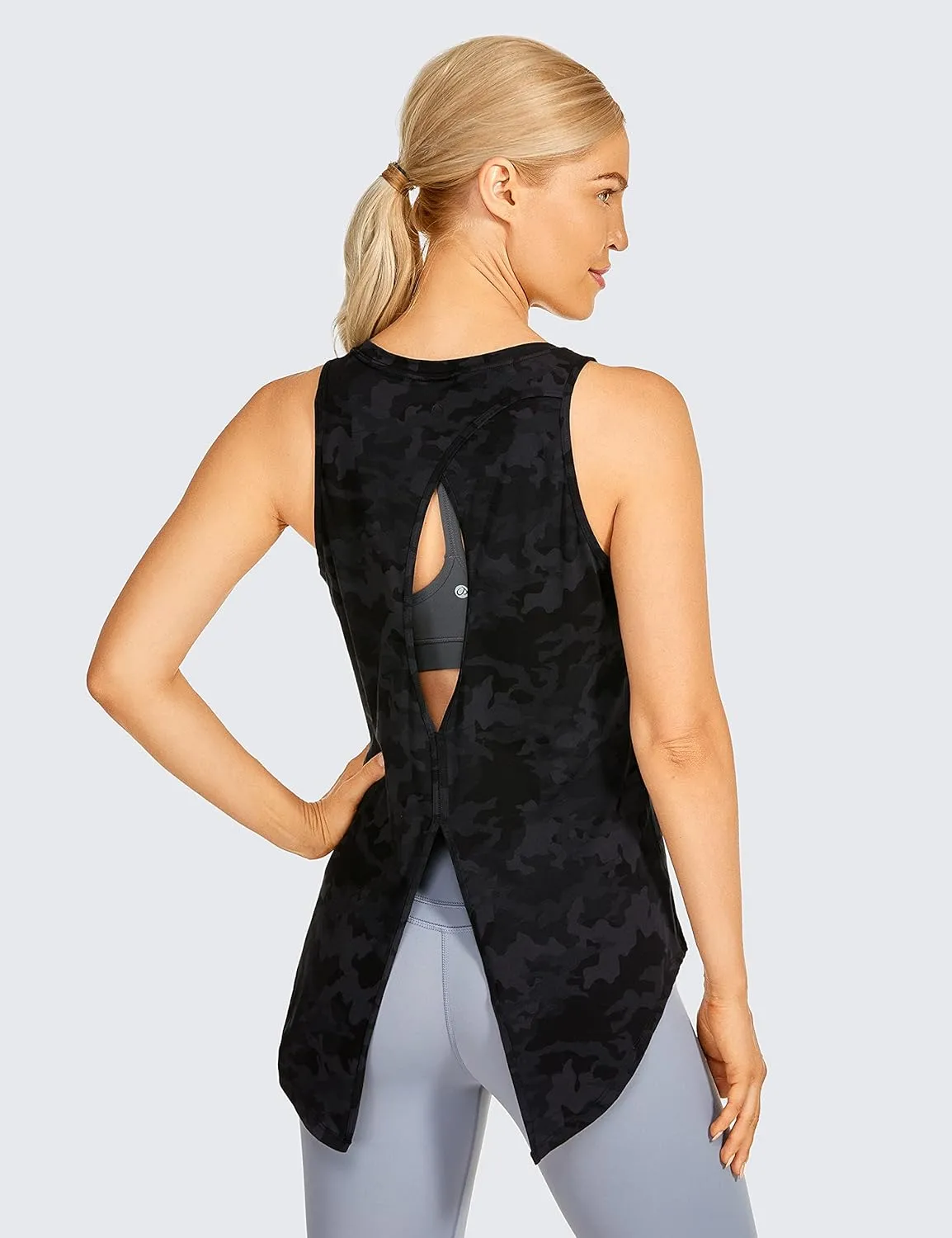 CRZ YOGA Women's Pima Cotton Workout Tanks Tie Back Sleeveless Shirts Yoga Athletic Open Back Sport Gym Tops