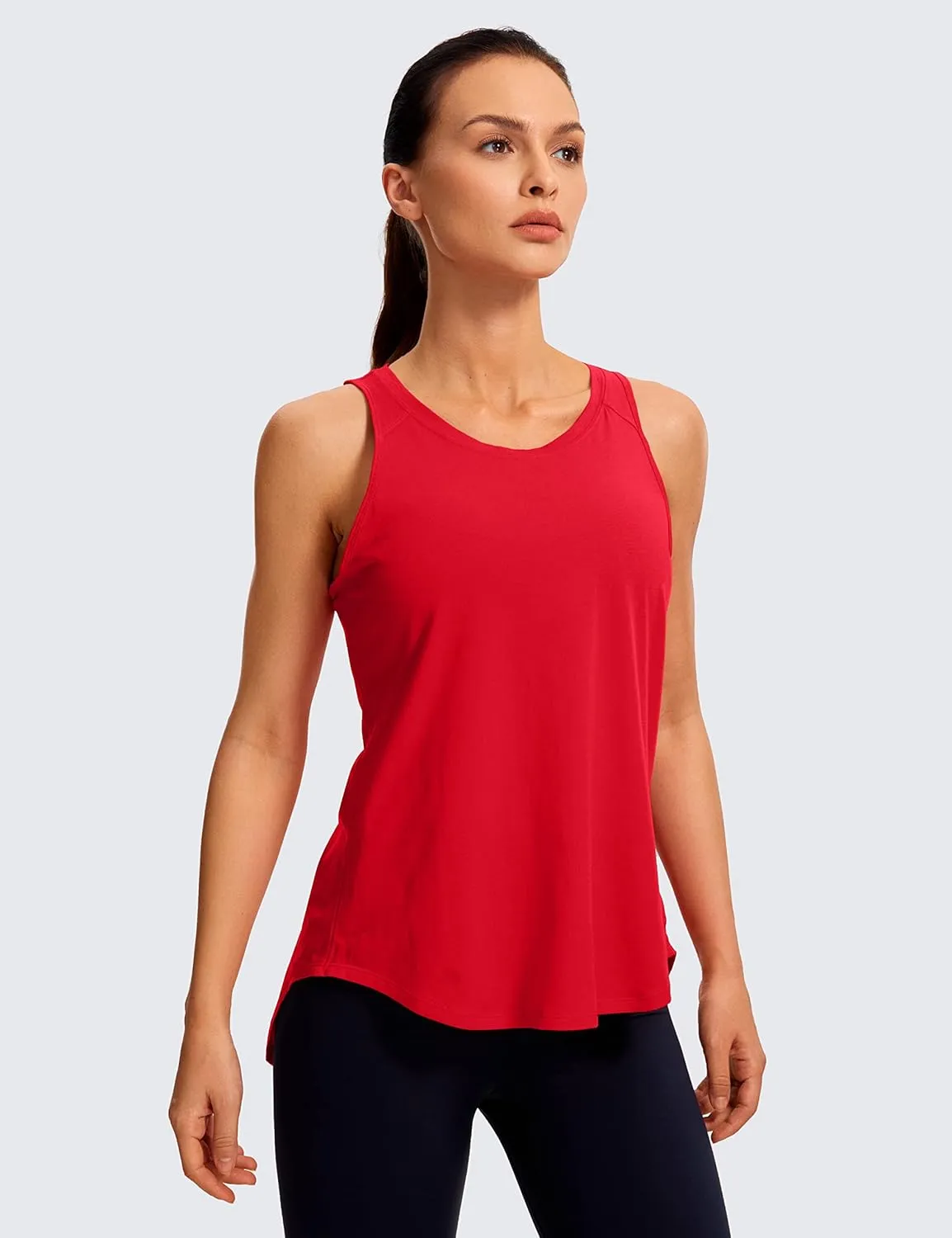 CRZ YOGA Women's Pima Cotton Workout Tanks Tie Back Sleeveless Shirts Yoga Athletic Open Back Sport Gym Tops