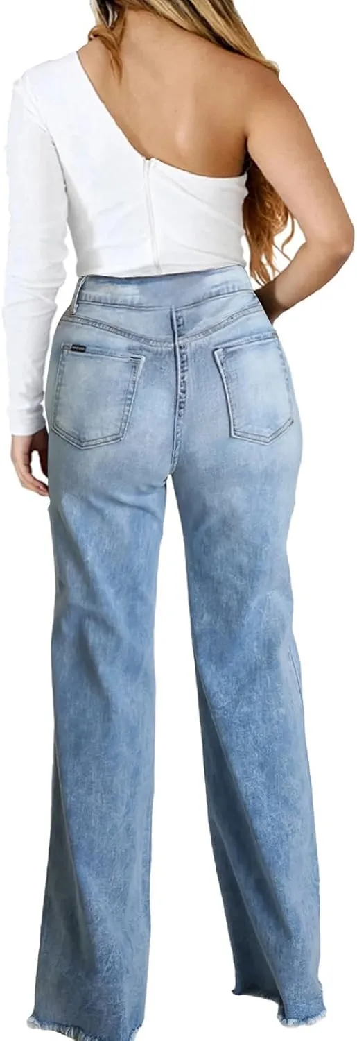 CuteCherry Women Bell Bottom Jeans High Waist Bell Bottom Flared Jean