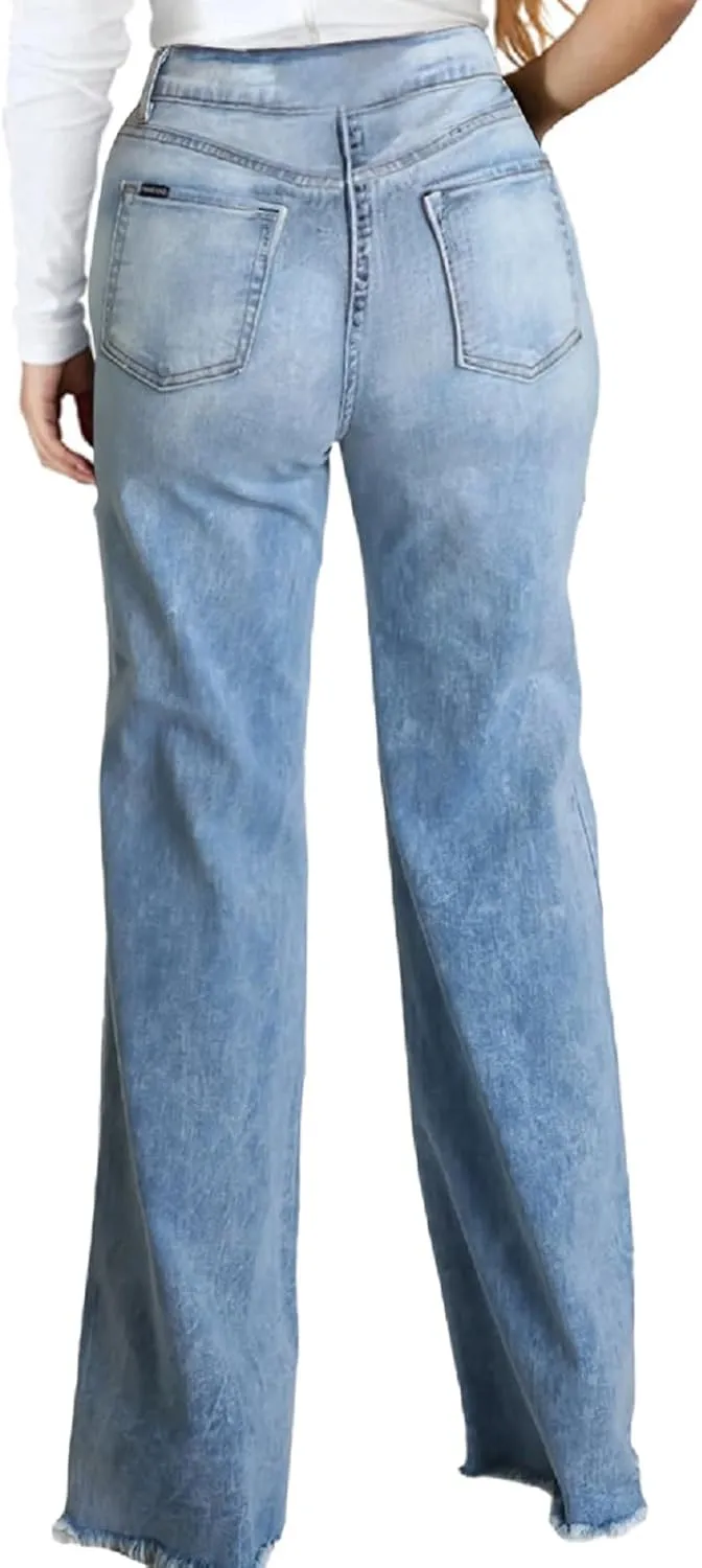 CuteCherry Women Bell Bottom Jeans High Waist Bell Bottom Flared Jean