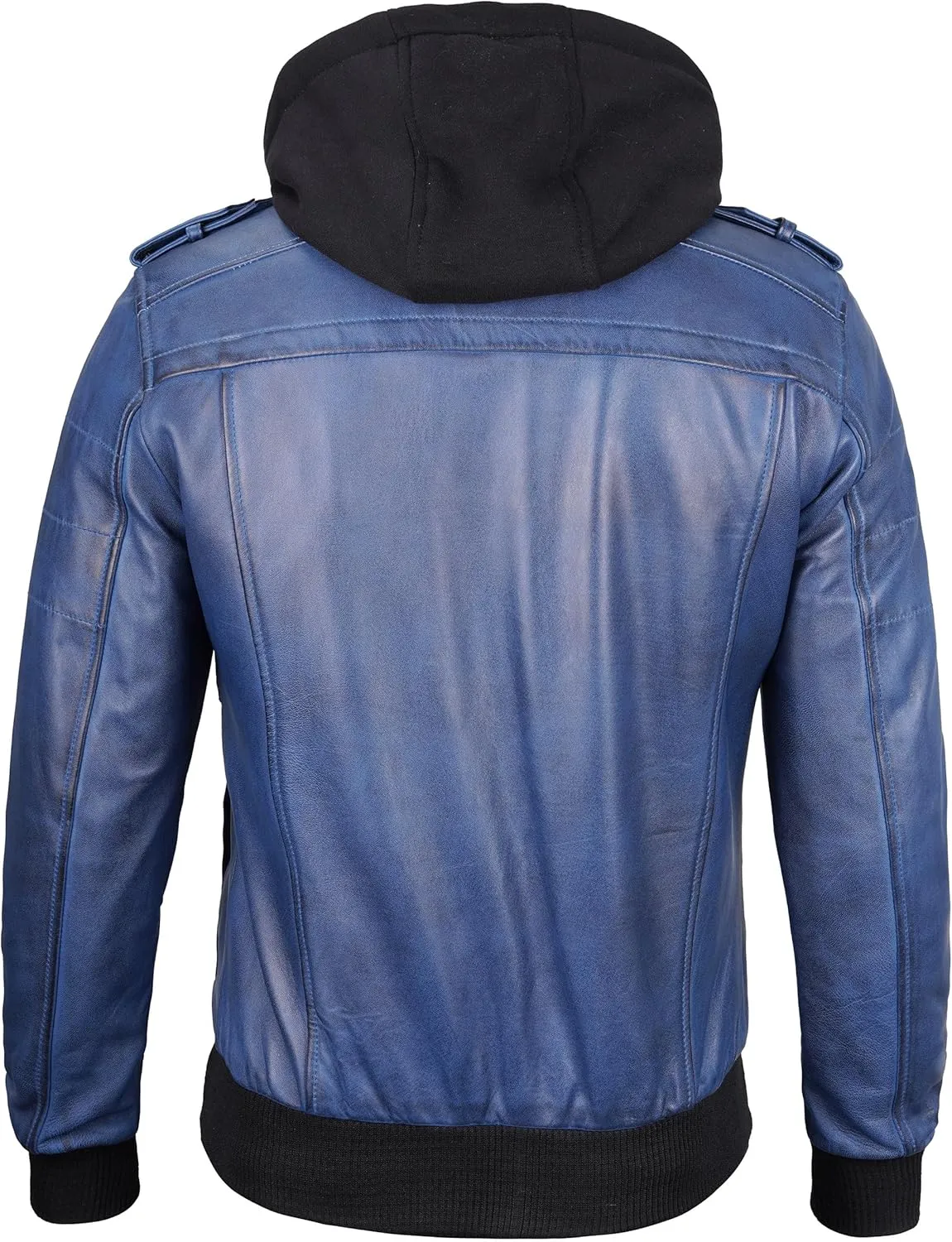 Decrum Hooded Leather Jacket Men - Casual Detachable Hood Leather Jackets for Men