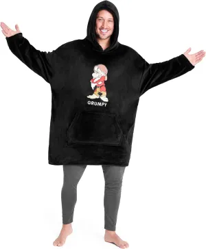 Disney Oversized Wearable Hoodie Blanket for Men Women Adults, Funny Grumpy Sweatshirt Gifts Ideas for Men Black