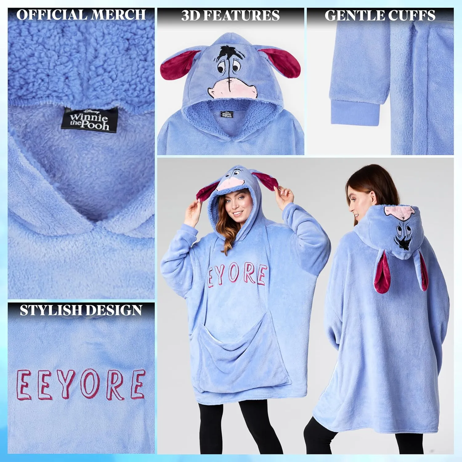 Disney Stitch Blanket Hoodie - Adults 2 in 1 Oversized Fleece Hoodie Baby Yoda Minnie Mouse - Stitch Gifts
