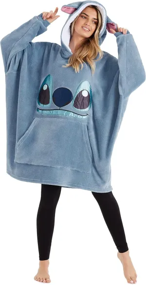Disney Stitch Blanket Hoodie for Women Warm Fleece Wearable Blanket Stitch Gifts