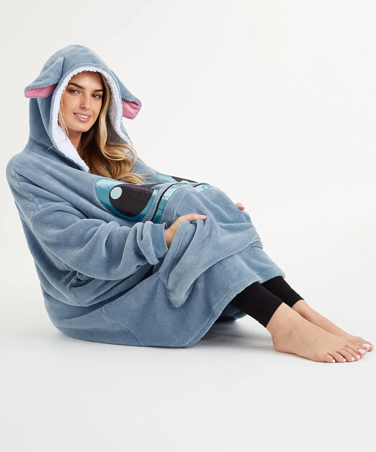 Disney Stitch Blanket Hoodie for Women Warm Fleece Wearable Blanket Stitch Gifts