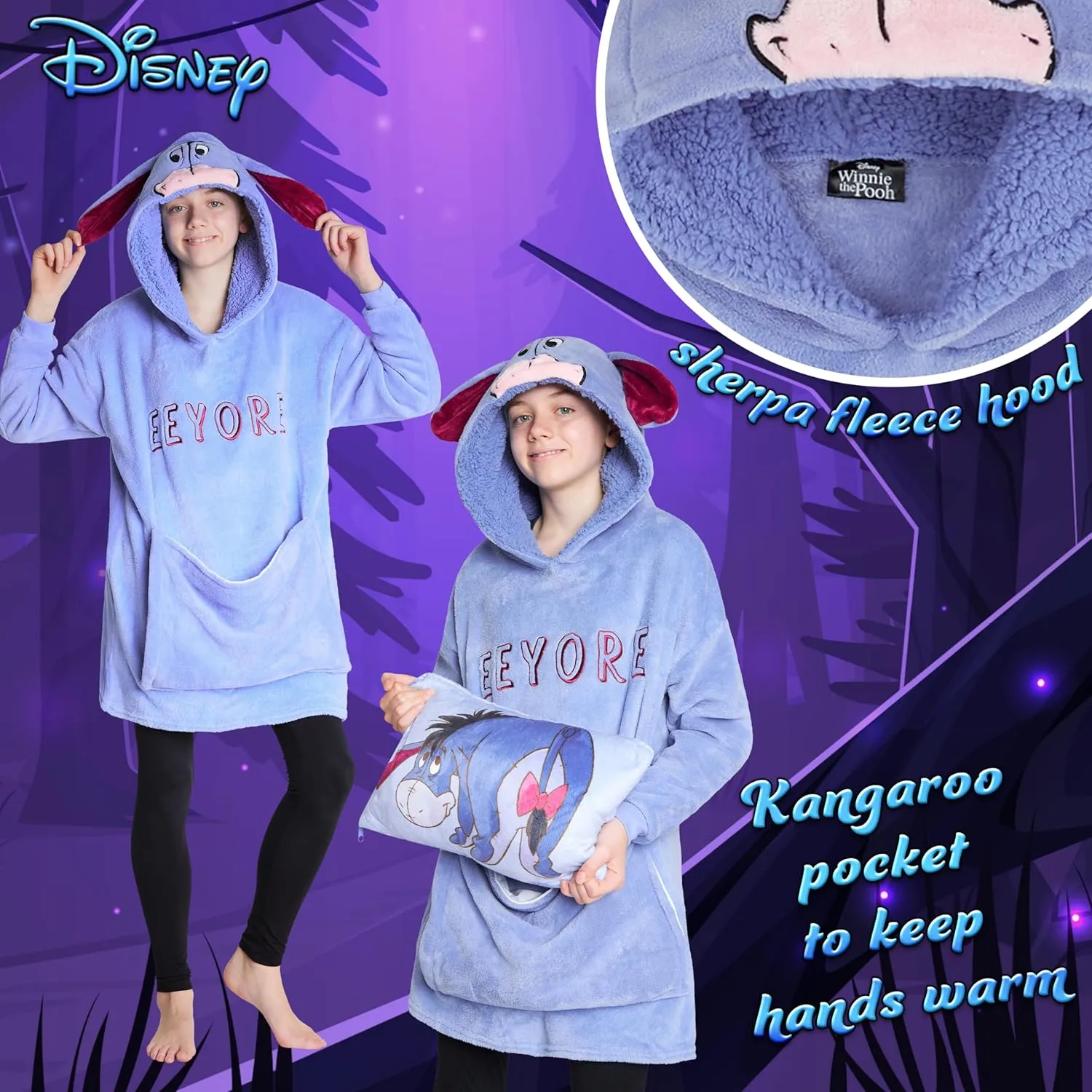 Disney Stitch Girls Teenagers Fleece Hoodie - Hoodie Blanket 2 in 1 Oversized One Size Girls Gifts