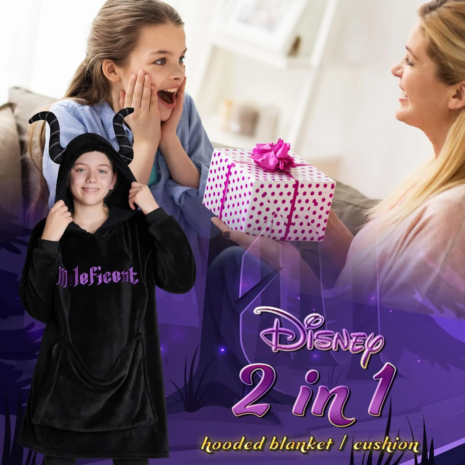 Disney Stitch Girls Teenagers Fleece Hoodie - Hoodie Blanket 2 in 1 Oversized One Size Girls Gifts
