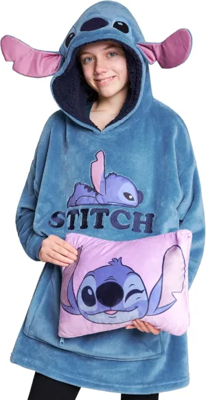 Disney Stitch Girls Teenagers Fleece Hoodie - Hoodie Blanket 2 in 1 Oversized One Size Girls Gifts
