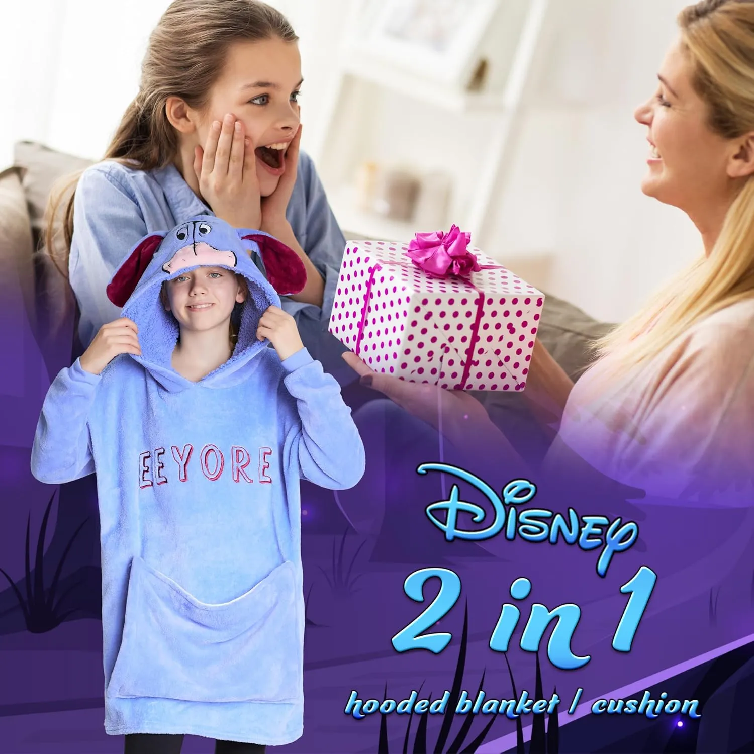 Disney Stitch Girls Teenagers Fleece Hoodie - Hoodie Blanket 2 in 1 Oversized One Size Girls Gifts