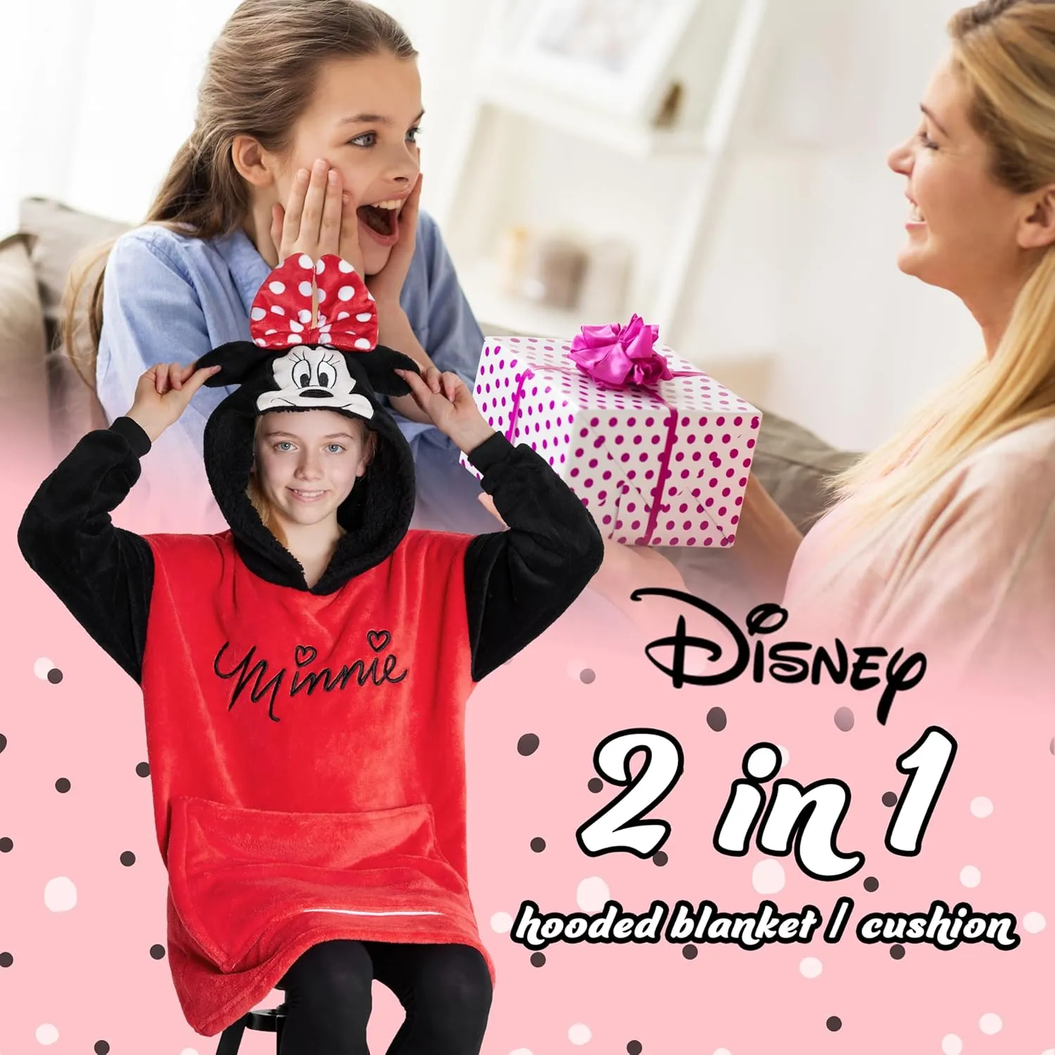 Disney Stitch Girls Teenagers Fleece Hoodie - Hoodie Blanket 2 in 1 Oversized One Size Girls Gifts