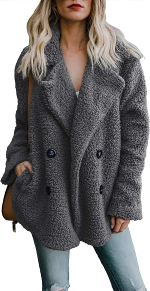 Dokotoo Womens 2024 Winter Fleece Teddy Bear Sherpa Jacket Coats with Pockets