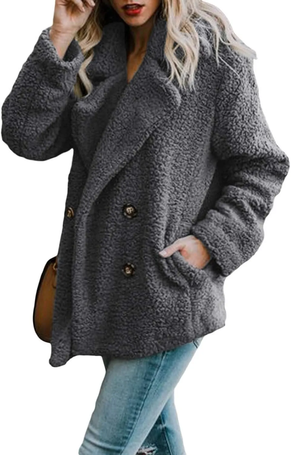 Dokotoo Womens 2024 Winter Fleece Teddy Bear Sherpa Jacket Coats with Pockets