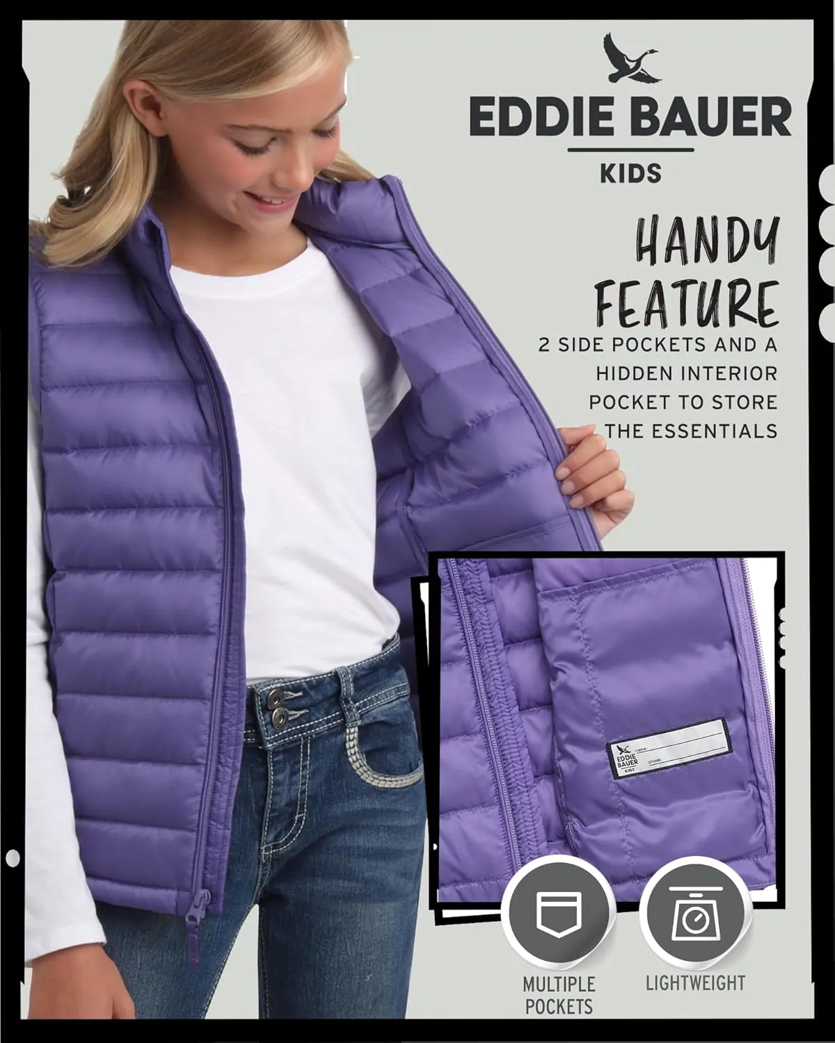 Eddie Bauer Kids' Down Vest - CirrusLite Weather Resistant Quilted Bubble Puffer Vest for Boys and Girls (5-20)
