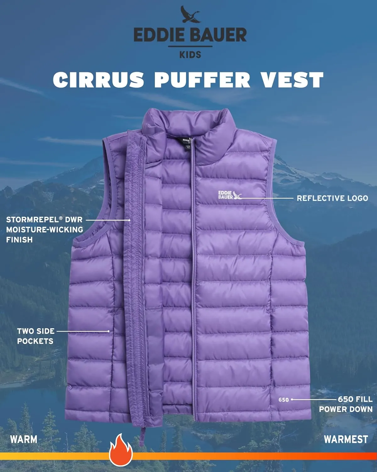 Eddie Bauer Kids' Down Vest - CirrusLite Weather Resistant Quilted Bubble Puffer Vest for Boys and Girls (5-20)