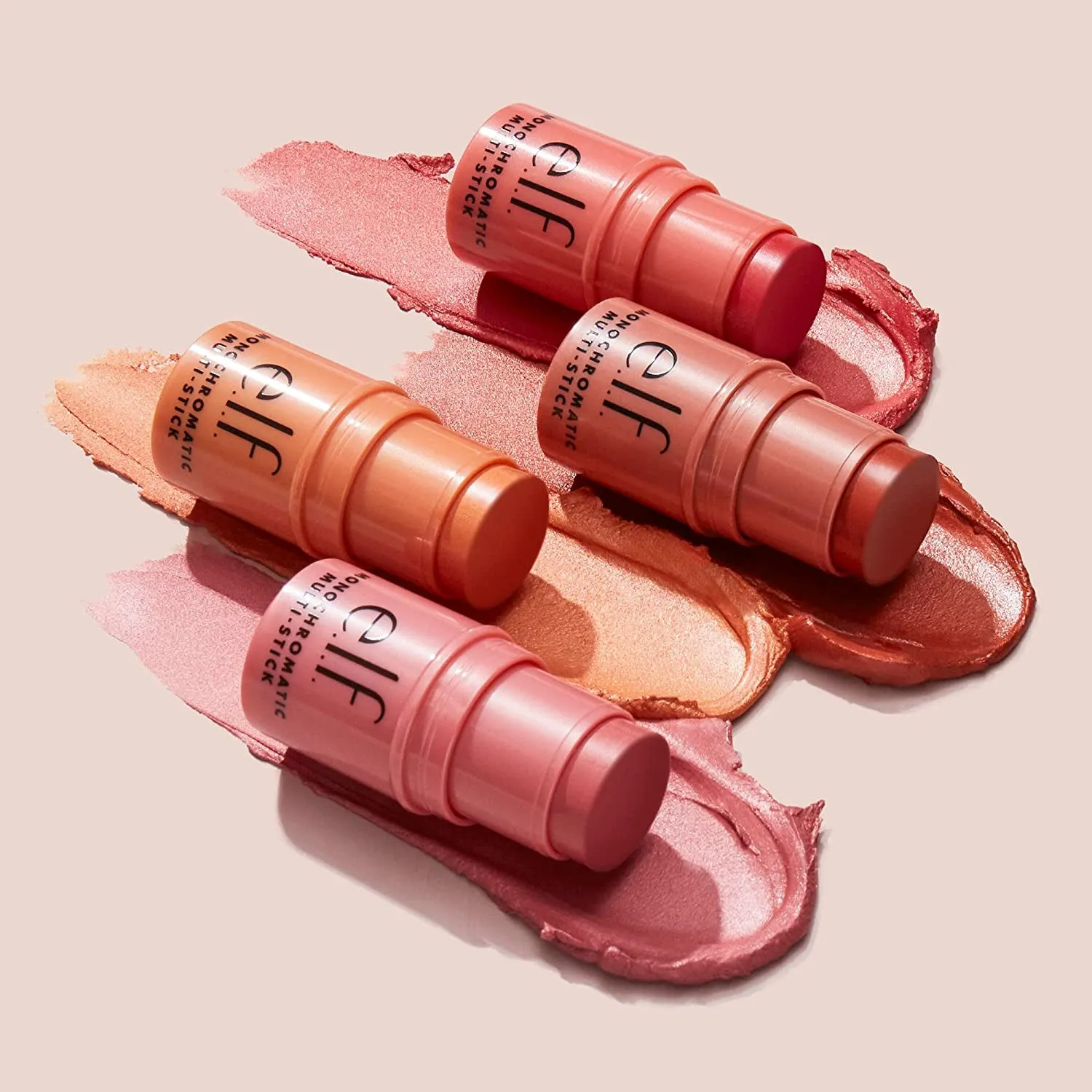 e.l.f. Monochromatic Multi-Stick Blush, Creamy, Lightweight, Versatile, Luxurious, Adds Shimmer, Easy to Use on the Go, Blends Effortlessly, Glistening Peach 4.4G
