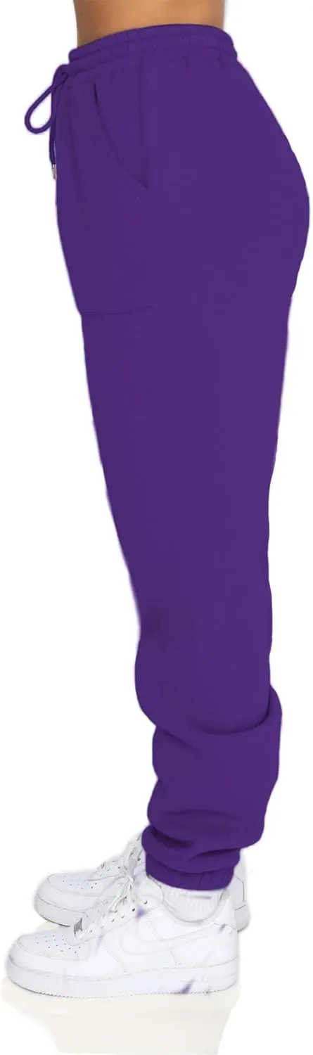 Fleece Lined Womens Sweatpants - High Waisted Joggers for Women, Cotton Drawstring Baggy Sweats Women Pants