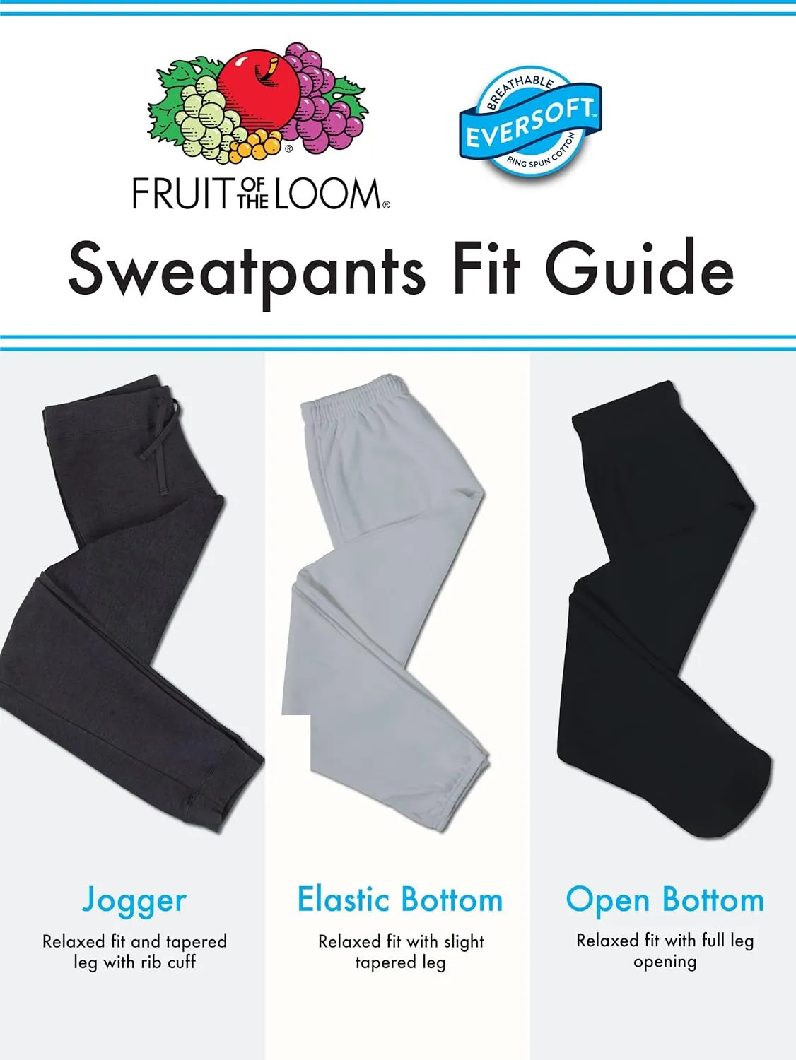 Fruit of the Loom Men's Eversoft Fleece Sweatpants with Pockets, Moisture Wicking & Breathable, Sizes S-4x
