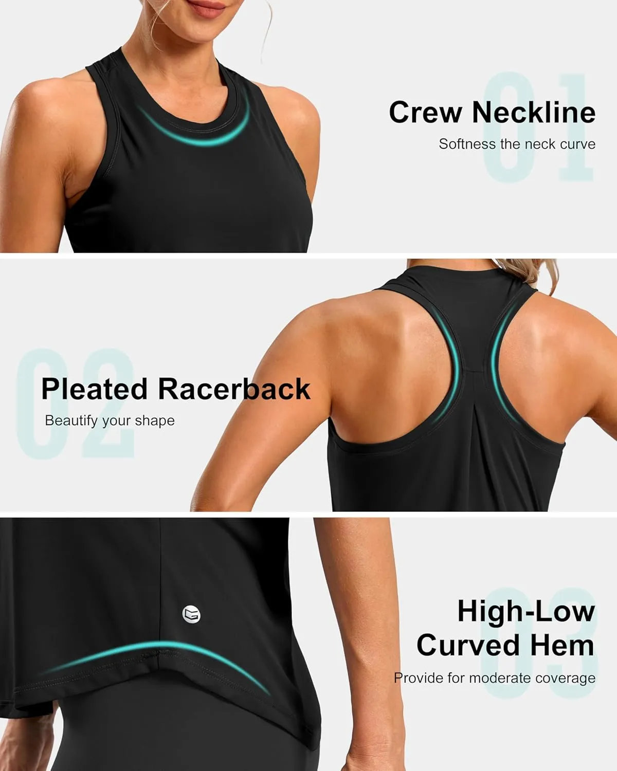 G Gradual Women's Workout Tank Tops Racerback Athletic Yoga Tops Loose Fit Sleeveless Running Gym Sports Shirts for Women
