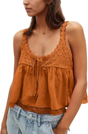 Gacaky Womens Summer Boho Lace Tank Top Casual Beach Vacation Y2k Tops Fashion Crop Tops Clothes 2025