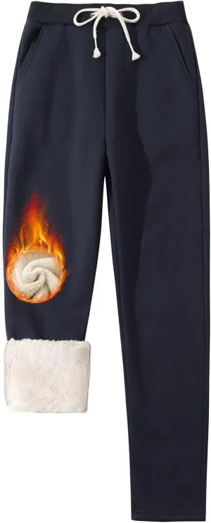 Gihuo Women's Winter Warm Sherpa Lined Sweatpants Fleece Pants