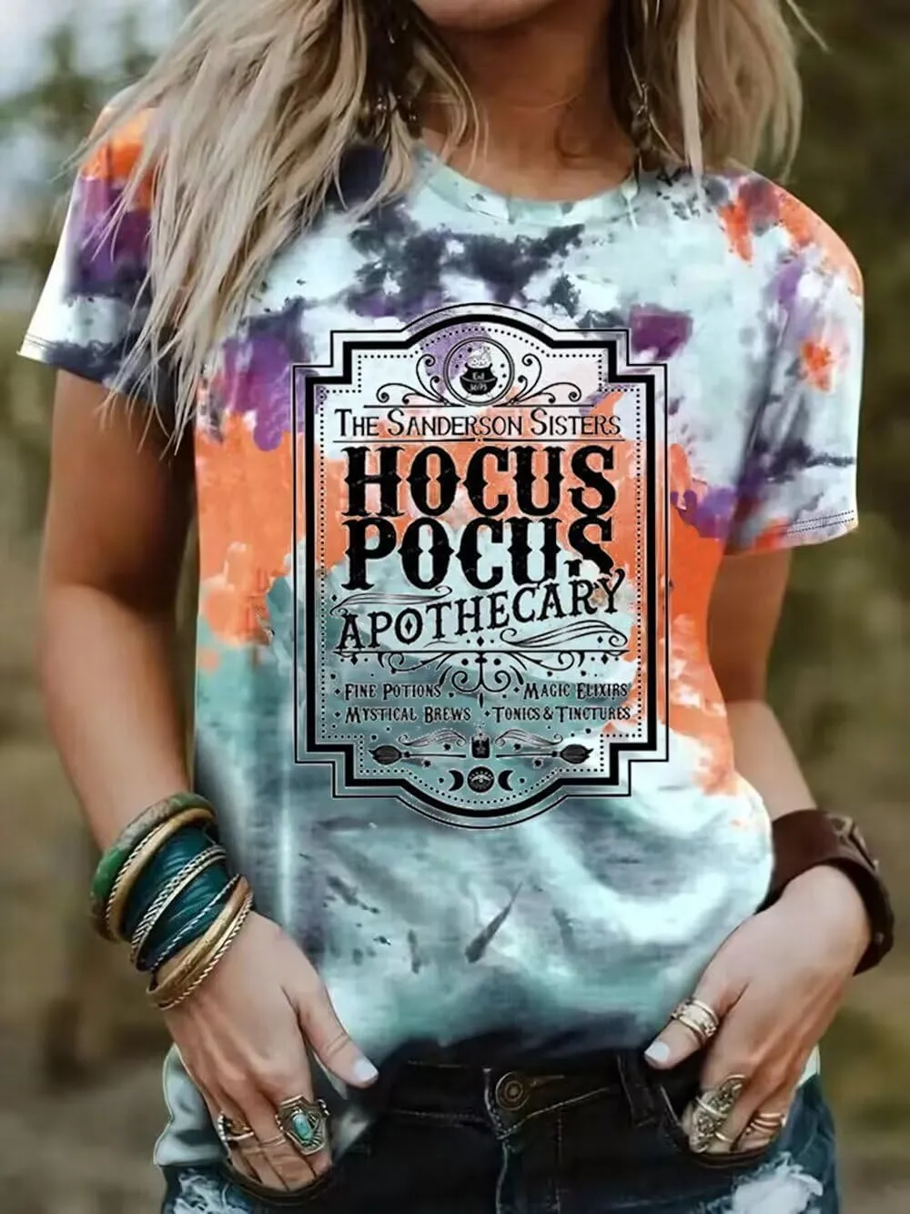 Halloween Sanderson Sisters T Shirt It's Just A Bunch of Hocus Pocus Tees for Women Fall Graphic Shirts Tops