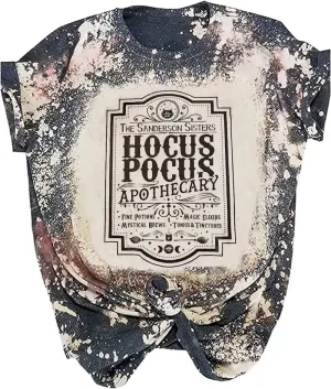 Halloween Sanderson Sisters T Shirt It's Just A Bunch of Hocus Pocus Tees for Women Fall Graphic Shirts Tops