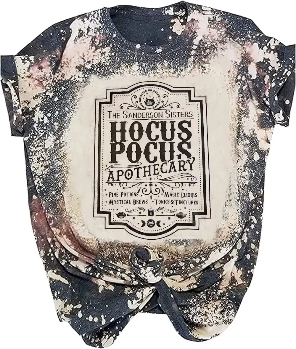 Halloween Sanderson Sisters T Shirt It's Just A Bunch of Hocus Pocus Tees for Women Fall Graphic Shirts Tops