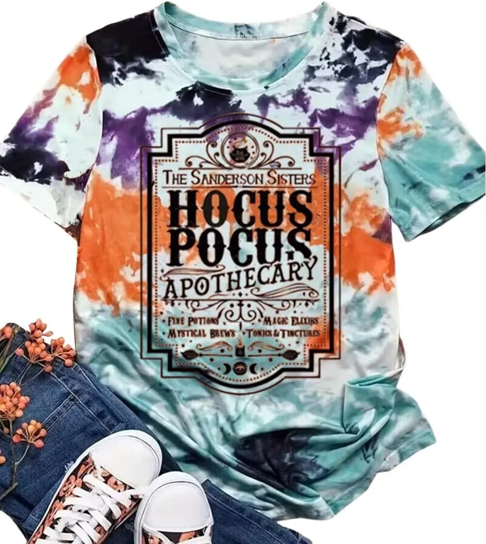Halloween Sanderson Sisters T Shirt It's Just A Bunch of Hocus Pocus Tees for Women Fall Graphic Shirts Tops