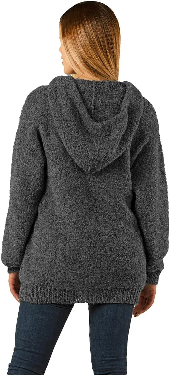 Halo Alpaca Quarter-Zip Hoodie Pullover Sweater for Women