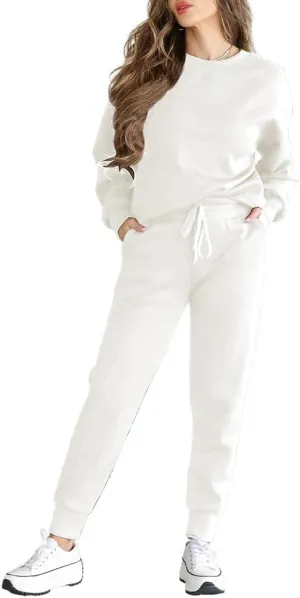 HBQ Sweatsuits For Women Sets 2 Piece Outfits Crewneck Sweatshirts Pullover Tops And Jogger Pants Tracksuits Lounge Set