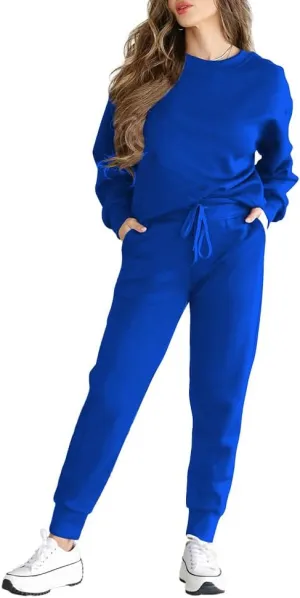 HBQ Sweatsuits For Women Sets 2 Piece Outfits Crewneck Sweatshirts Pullover Tops And Jogger Pants Tracksuits Lounge Set