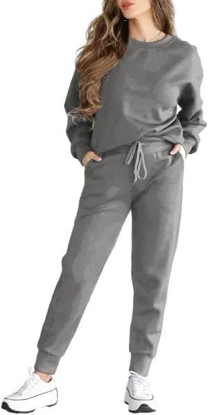 HBQ Sweatsuits For Women Sets 2 Piece Outfits Crewneck Sweatshirts Pullover Tops And Jogger Pants Tracksuits Lounge Set