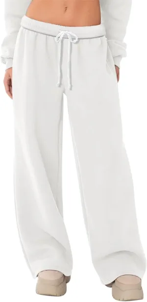 HeSaYep Women's Fleece Lined Sweatpants Wide Leg Thermal Winter Warm Baggy Sweat Pants with Pockets