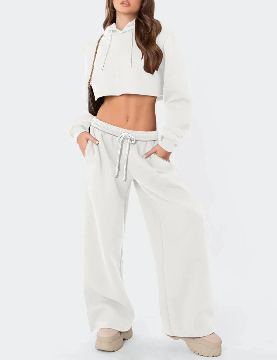 HeSaYep Women's Fleece Lined Sweatpants Wide Leg Thermal Winter Warm Baggy Sweat Pants with Pockets