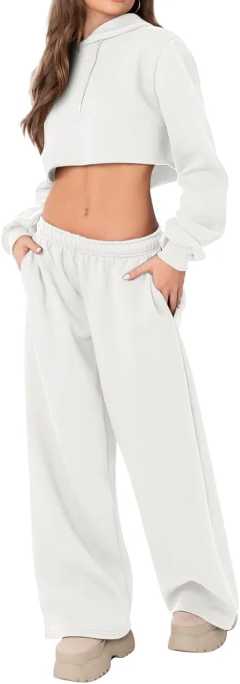 HeSaYep Women's Fleece Lined Sweatpants Wide Leg Thermal Winter Warm Baggy Sweat Pants with Pockets