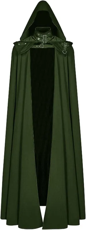 hhaappyy Halloween Costumes Adults,Medieval Hooded Gothic Devil Knight Robe Cloak Vampires Cosplay Cloak Hooded Capes Green 3X-Large