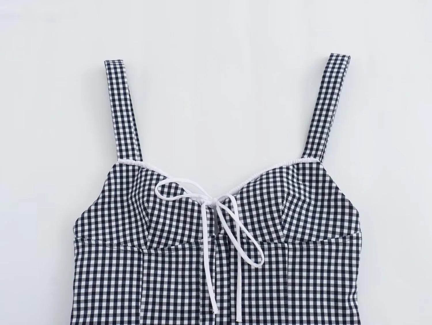 High Streetwear Vintage Blue White Plaid Camisole Tank Tops Holiday Beach Sexy Summer T-Shirt Women