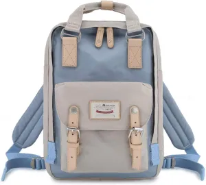 Himawari Backpack/Travel Backpack for Women 14.9" College Vintage Waterproof Bag  Work Backpack for 14inch Laptop(HIM-30#Beige & Blue)