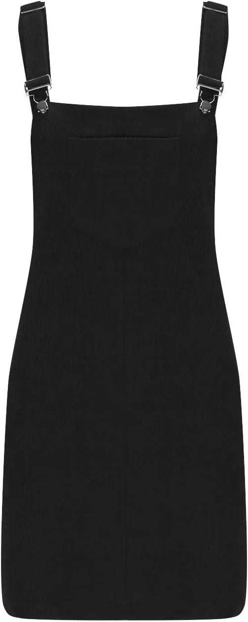 hlysgo Fall Dresses for Women 2024 Casual Loose Adjustable Straps Corduroy Dress Pinafore Bib Overall Mini Dress with Pocket