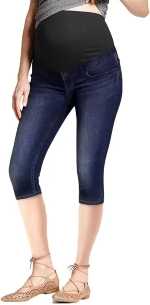 Hybrid & Company High Waist Maternity Stretch Denim Capri Jeans Slim Boot Cut Fit for Women