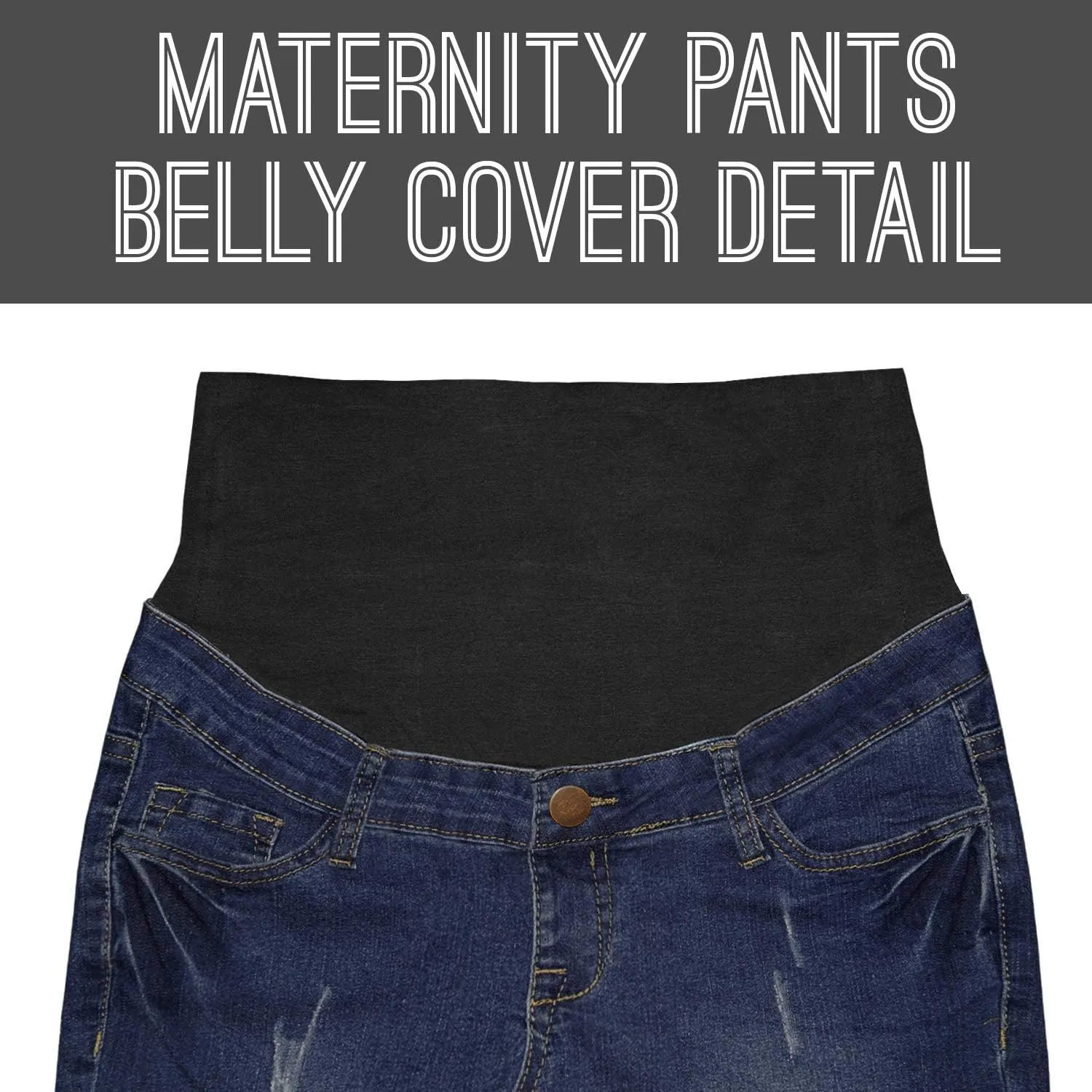 Hybrid & Company High Waist Maternity Stretch Denim Capri Jeans Slim Boot Cut Fit for Women