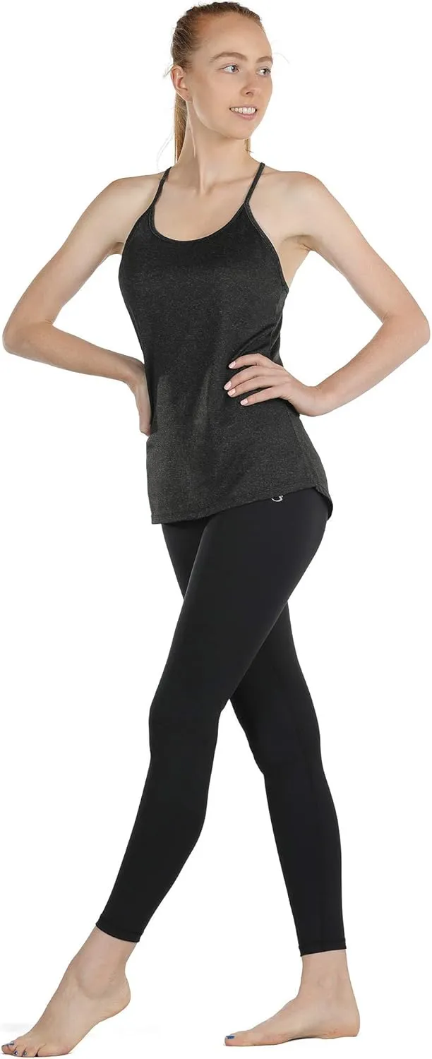 icyzone Workout Tank Tops for Women - Athletic Yoga Tops Open Back Strappy Running Shirts (Pack of 2)