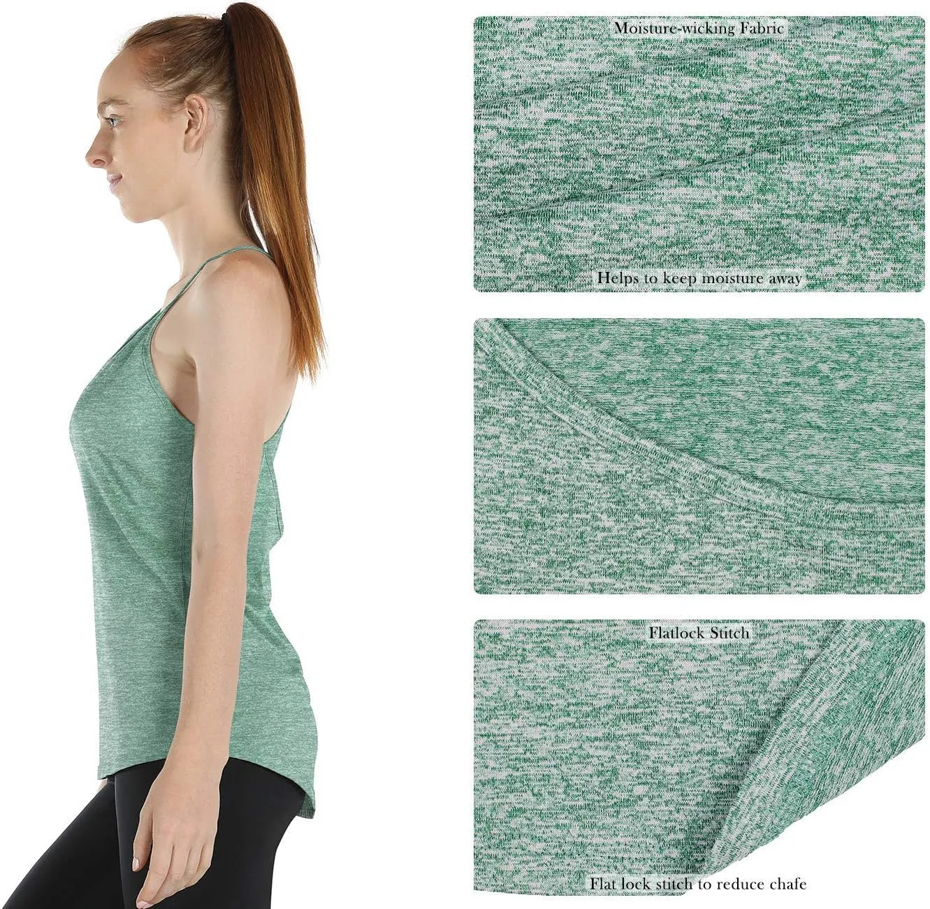 icyzone Workout Tank Tops for Women - Athletic Yoga Tops Open Back Strappy Running Shirts (Pack of 2)