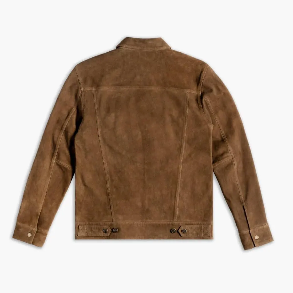 Isaac & David Chicago Men's Vintage Trucker Suede Leather Jacket - Denim Biker Cafe Racer Causal Western Cowboy Jacket